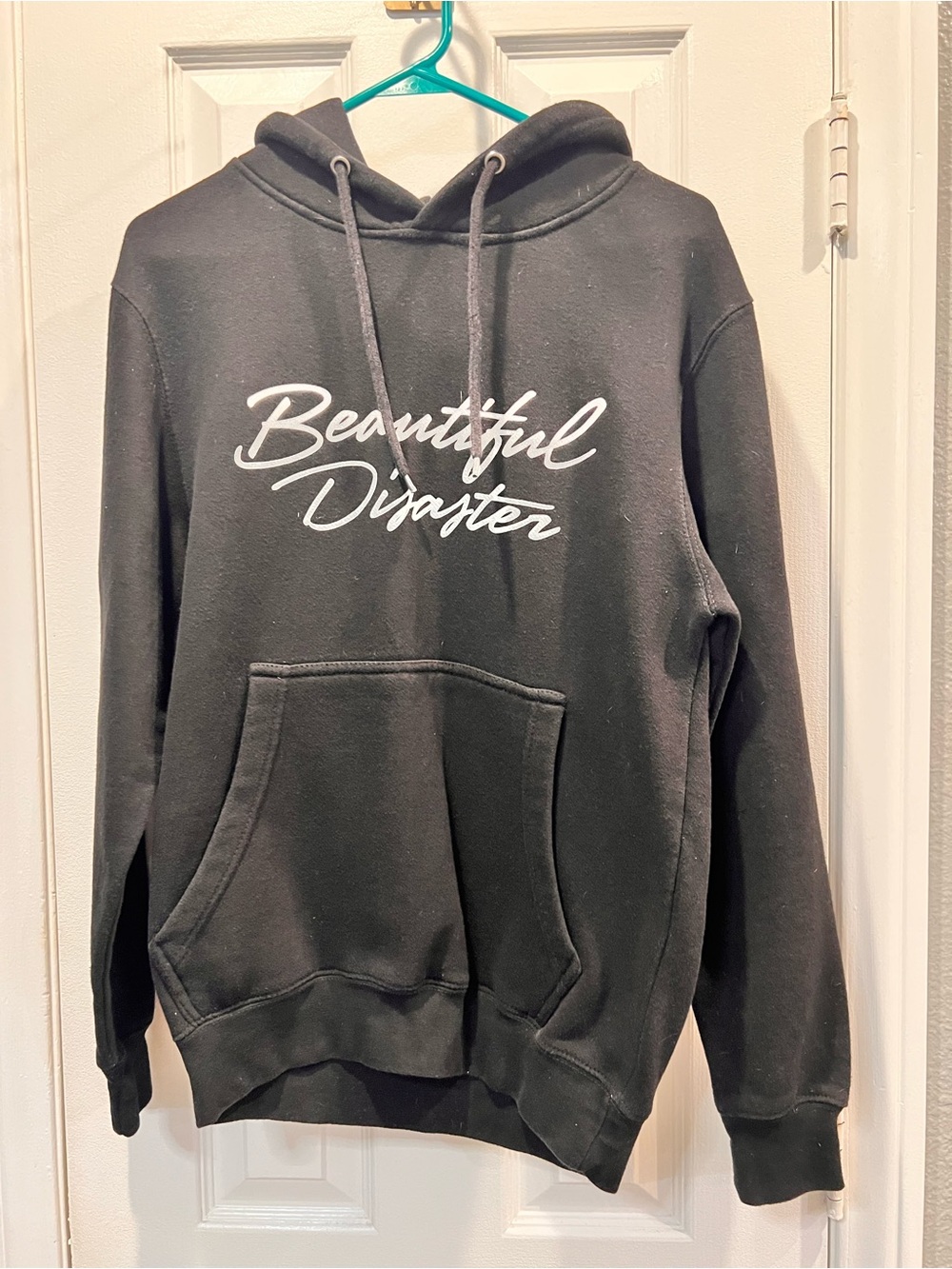 Beautiful Disaster Black Script Logo Pullover Hoodie Size M